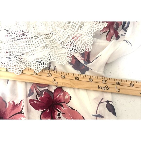 NWT By & By Floral Print Cami Blouse SZ Small Lace Trim White Pink Navy - Picture 9 of 11